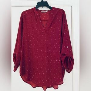 Lush Maroon Dotted Blouse